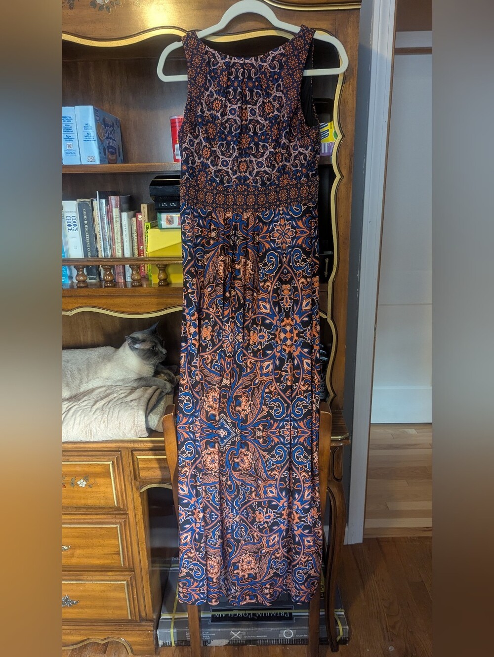 Sleeveless Paisley Maxi Dress Wisp in Navy and Rust